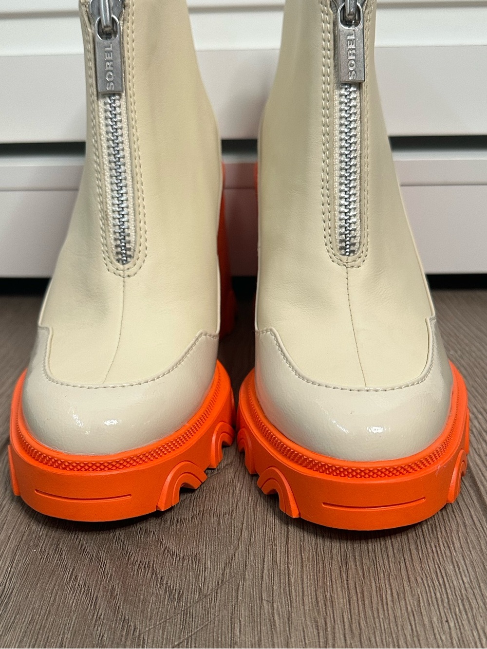 Sorel Brex Heel Water Proof Leather Utility   Zip Winter Boots Orange Tan 7.5 - Picture 6 of 13
